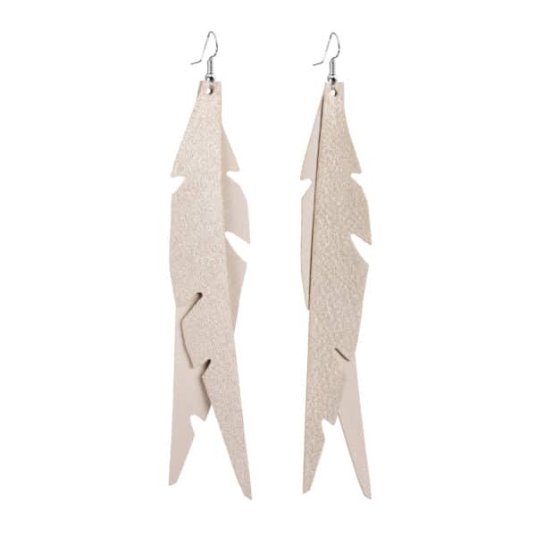 Shampanjanväriset Feathers Glam korvakorut.