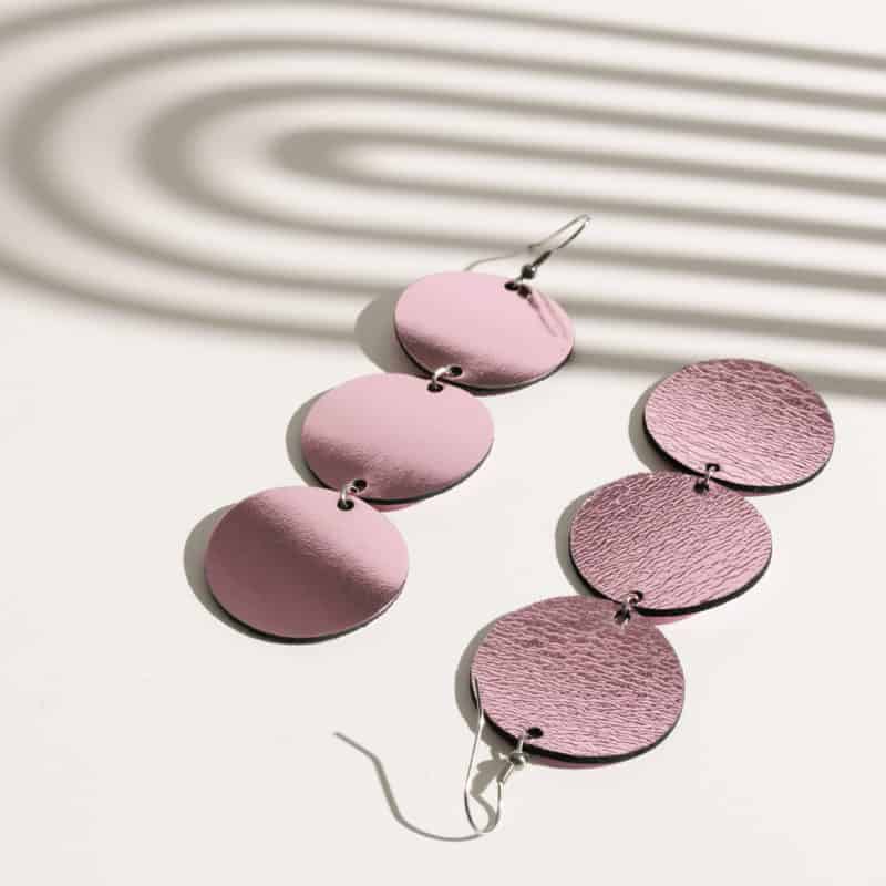 Viaminnet handcrafted leather earrings DANCE Petite Trio Rose web 800x800 1