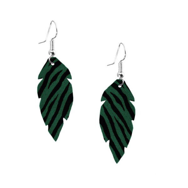 FEATHERS Petite vihreät seepra korvakorut / feathers petite green zebra earrings