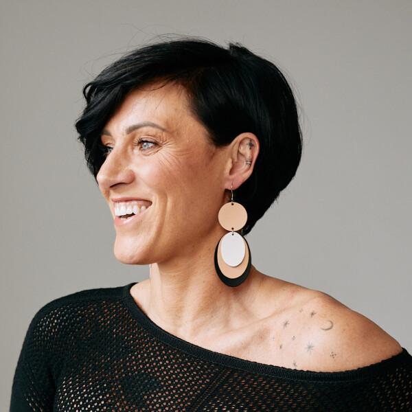 Pebbles earrings - Classic Mix, Repurposed leather